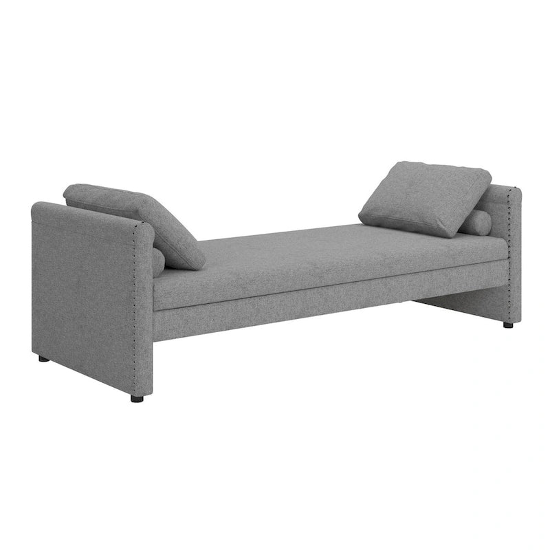 Modern Upholstered Chaise Lounger Daybed with Pillows Small Single Daybed for Living Rooms