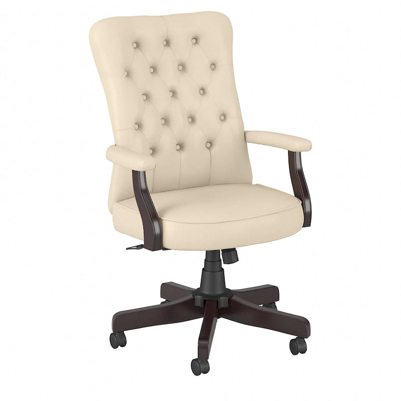 High Back Tufted Office Chair with Arms – Leather & Fabric, 6 Colors, 1-Person