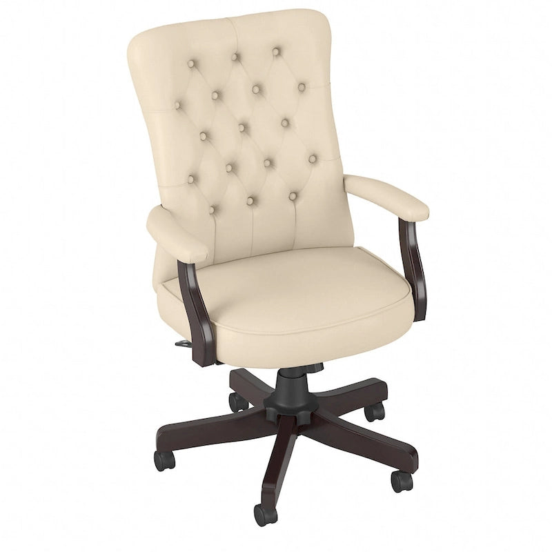 High Back Tufted Office Chair with Arms – Leather & Fabric, 6 Colors, 1-Person