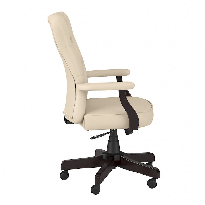 High Back Tufted Office Chair with Arms – Leather & Fabric, 6 Colors, 1-Person