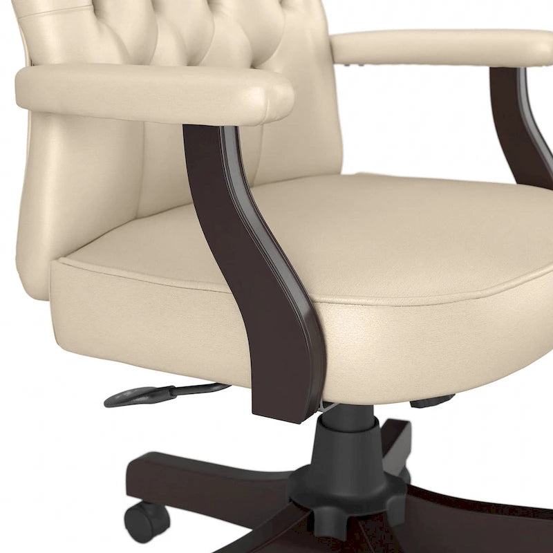 High Back Tufted Office Chair with Arms – Leather & Fabric, 6 Colors, 1-Person