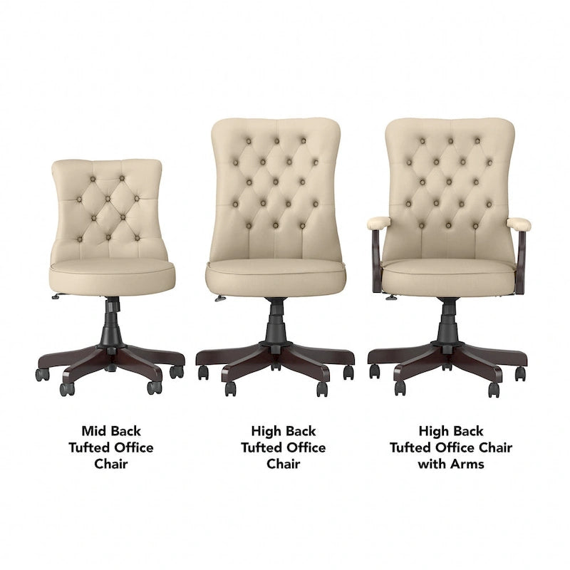 High Back Tufted Office Chair with Arms – Leather & Fabric, 6 Colors, 1-Person
