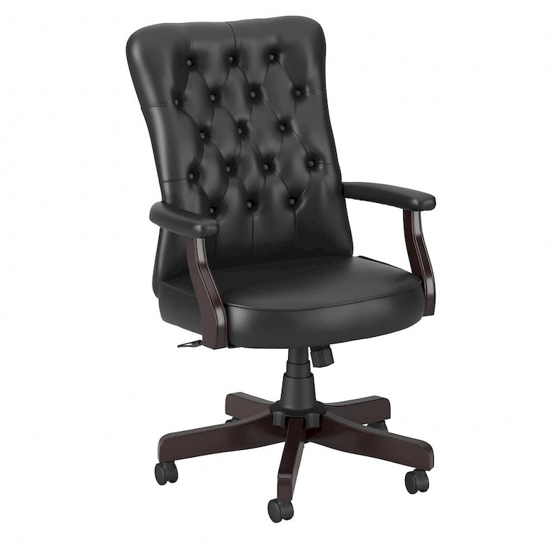 High Back Tufted Office Chair with Arms – Leather & Fabric, 6 Colors, 1-Person