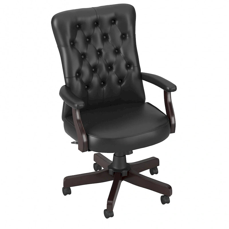 High Back Tufted Office Chair with Arms – Leather & Fabric, 6 Colors, 1-Person