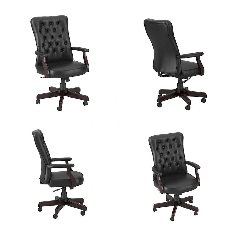 High Back Tufted Office Chair with Arms – Leather & Fabric, 6 Colors, 1-Person