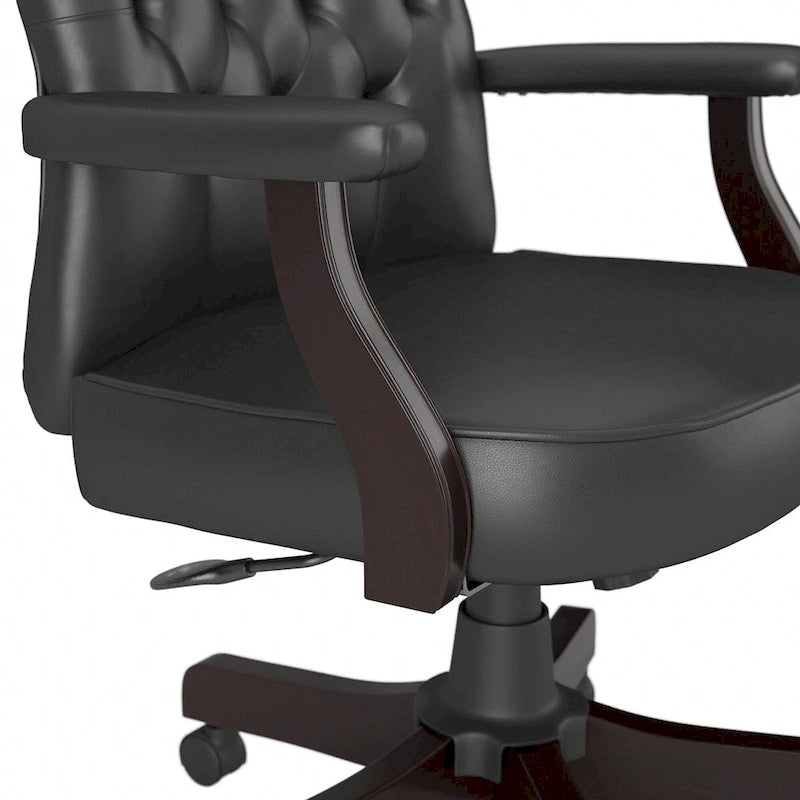 High Back Tufted Office Chair with Arms – Leather & Fabric, 6 Colors, 1-Person