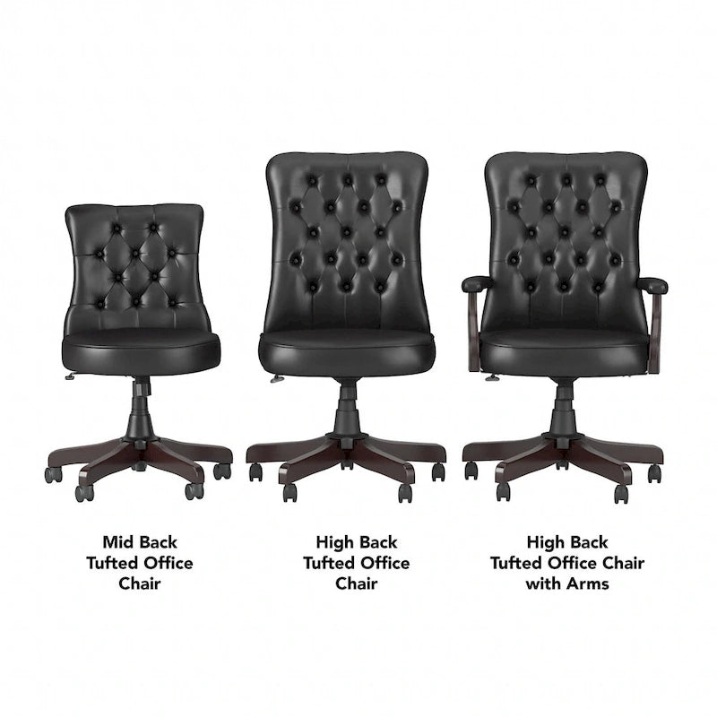 High Back Tufted Office Chair with Arms – Leather & Fabric, 6 Colors, 1-Person