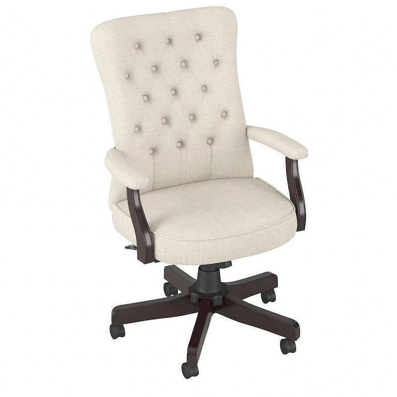 High Back Tufted Office Chair with Arms – Leather & Fabric, 6 Colors, 1-Person