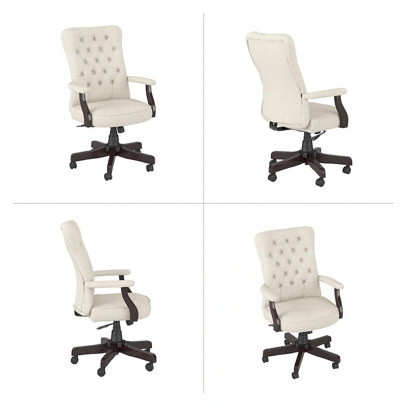 High Back Tufted Office Chair with Arms – Leather & Fabric, 6 Colors, 1-Person