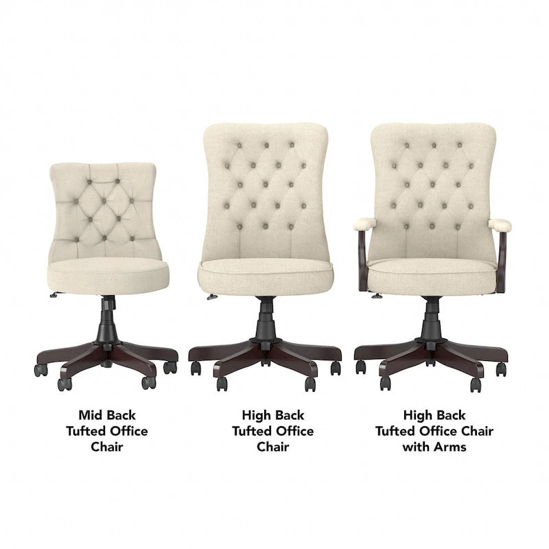 High Back Tufted Office Chair with Arms – Leather & Fabric, 6 Colors, 1-Person