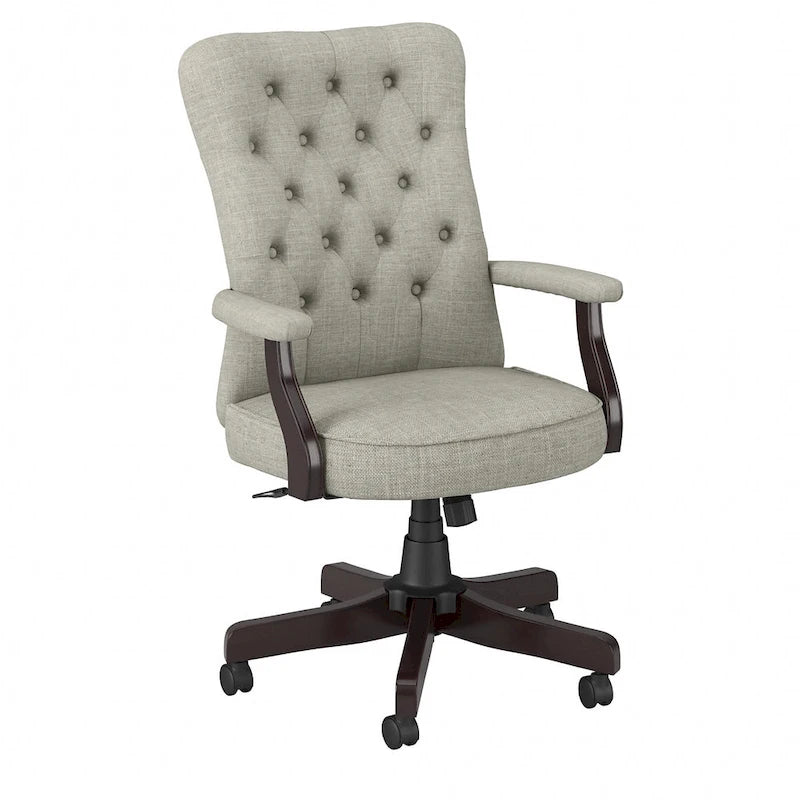 High Back Tufted Office Chair with Arms – Leather & Fabric, 6 Colors, 1-Person