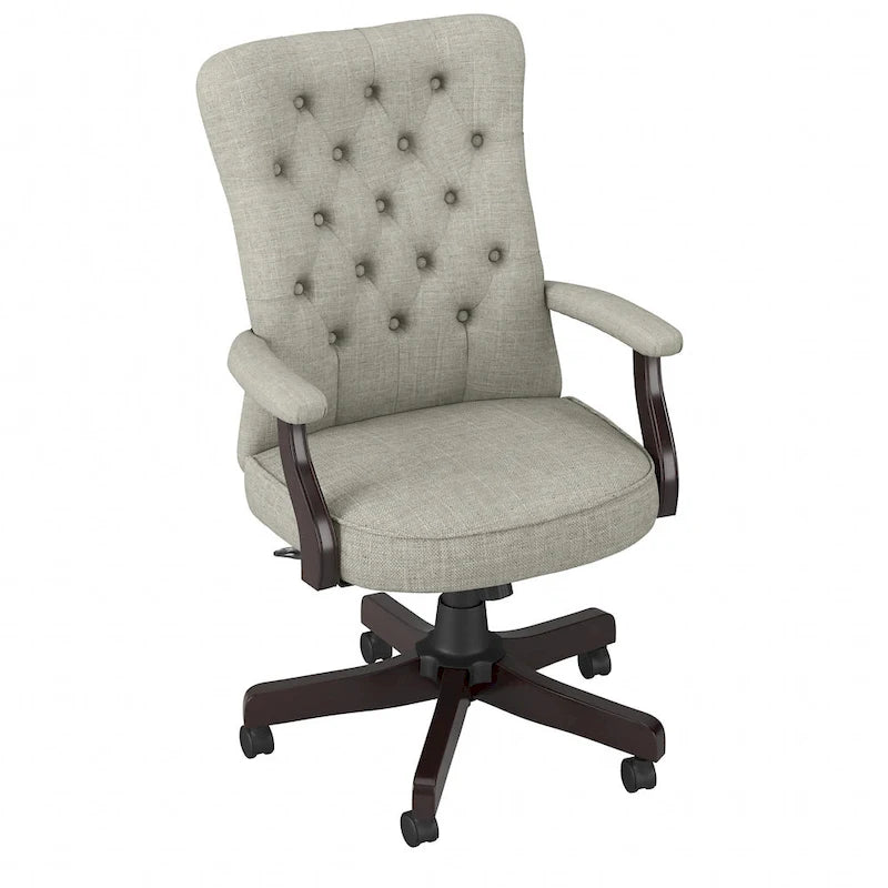 High Back Tufted Office Chair with Arms – Leather & Fabric, 6 Colors, 1-Person