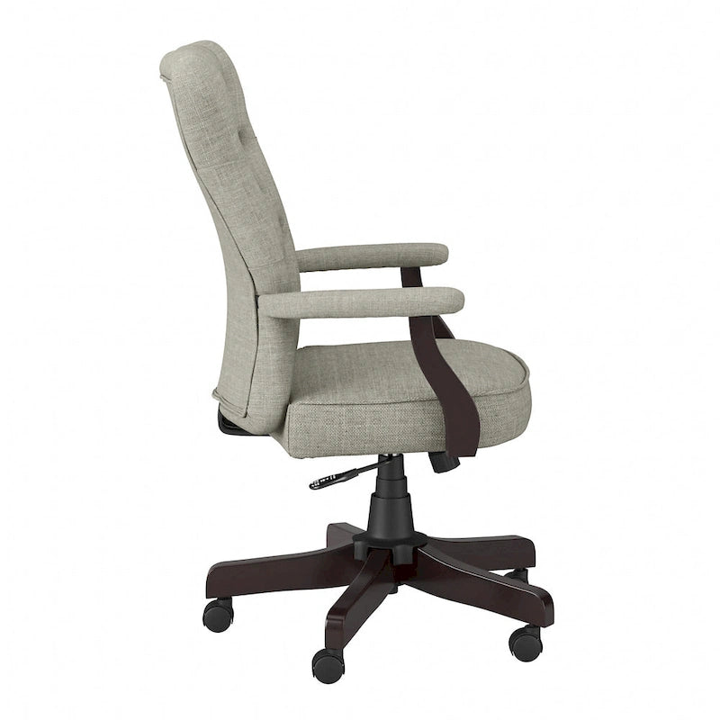 High Back Tufted Office Chair with Arms – Leather & Fabric, 6 Colors, 1-Person