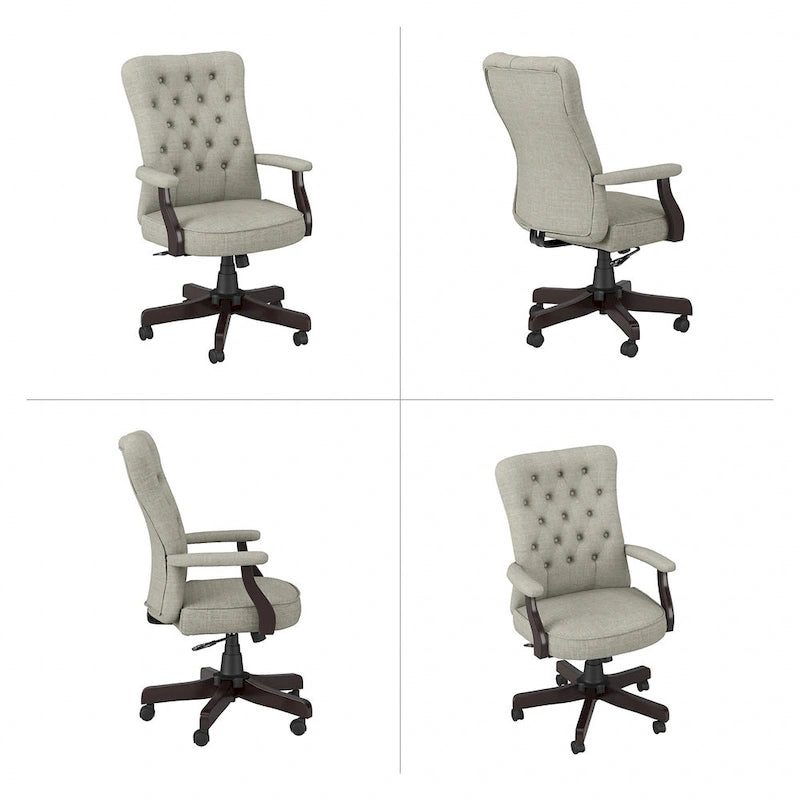 High Back Tufted Office Chair with Arms – Leather & Fabric, 6 Colors, 1-Person