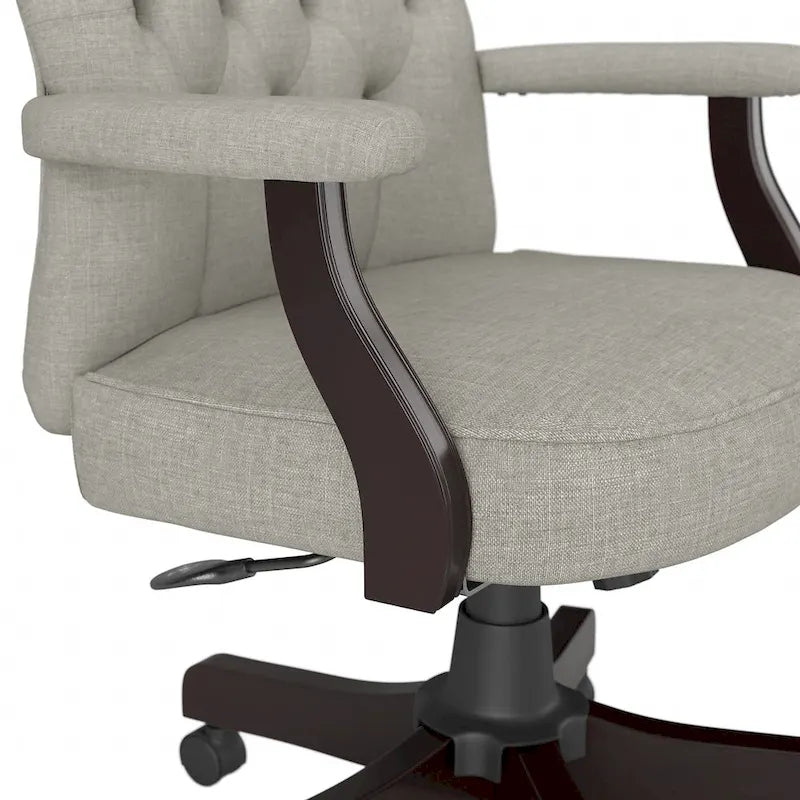 High Back Tufted Office Chair with Arms – Leather & Fabric, 6 Colors, 1-Person